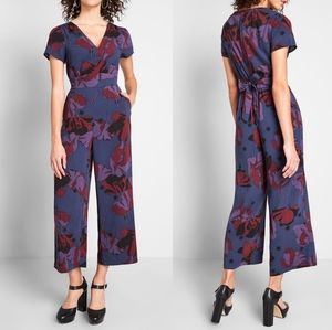 Modcloth Aiming Higher Floral Wide Leg Jumpsuit